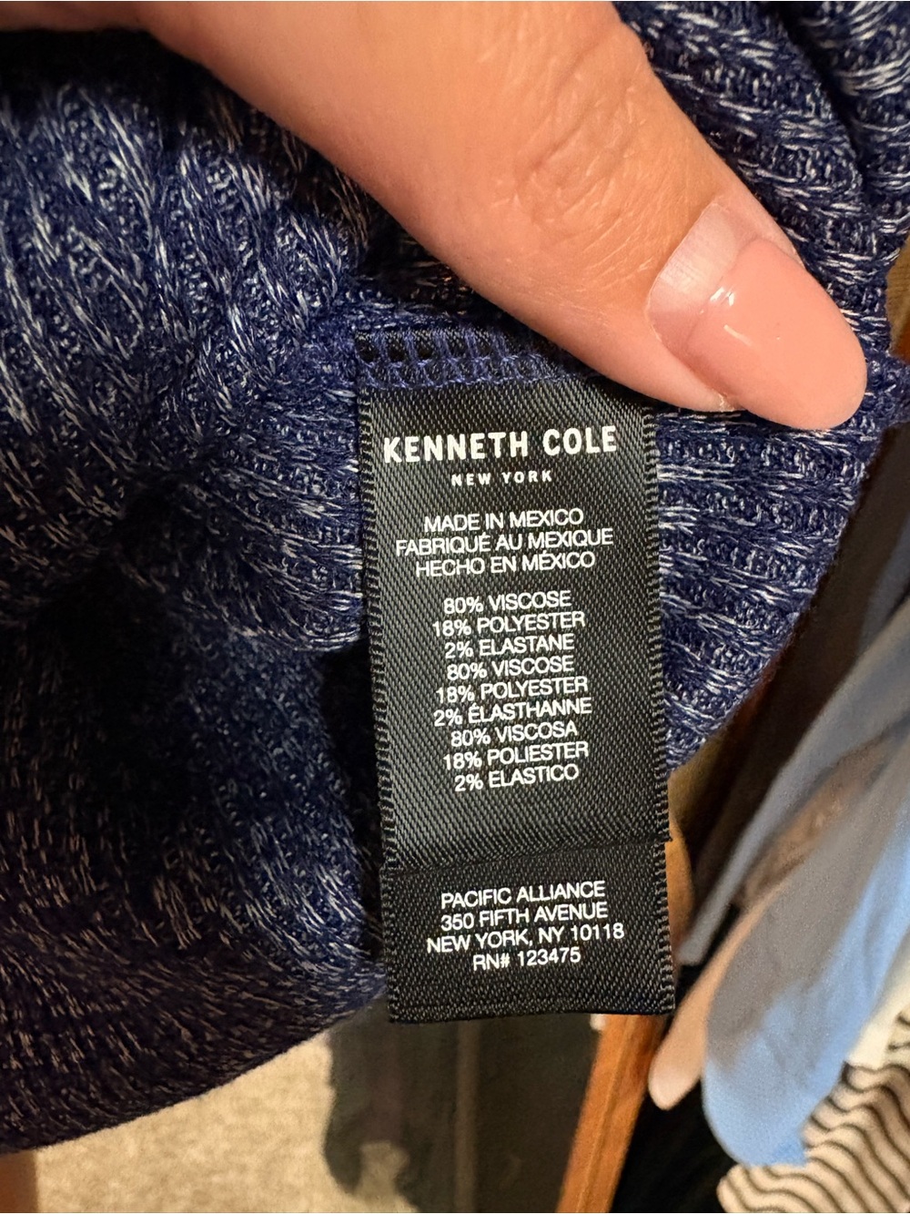 364. Kenneth Cole Navy Marled Knit Hoodie - Picture 3 of 4